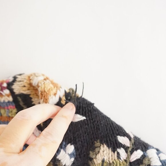 Vintage Express Tricot Floral Stripe Textured Chunky Knit Cottagecore Sweater M - Picture 5 of 11